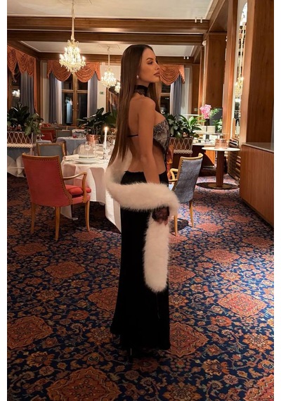 Valeria Dantelli Maxi Elbise - Siyah Siyah