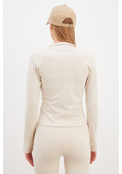 Fullamoda Parmak Geçirmeli Dalgıç Kumaş Slim Fit Ceket Bej