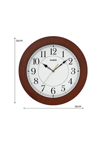 Casio Iq-133-5df Plastik Kasa Kahverengi Renkli 36 Cm Çaplı Modern Quartz Saniye Mekanizmalı Duvar Saati