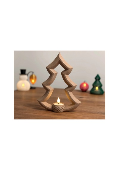 Alvera Decor Yılbaşı Ağacı Tealight Mumluk 18 Cm Dekoratif Çam Ağacı Şamdan Yeni Yıl Masa Süsü Karışık