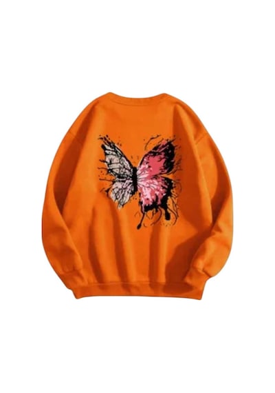 Kozia Outdoors Oyaka Baskılı Unisex Oversize Sweatşhirt Orange Orange