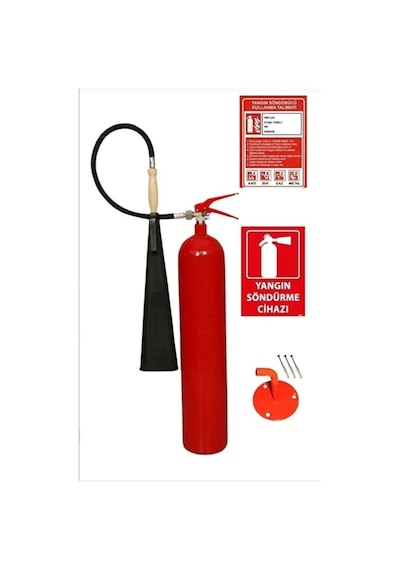 5 Kg Co2 Yangın Söndürme Cihazı + Talimat + Levha + Askı Demiri Kolay Montaj