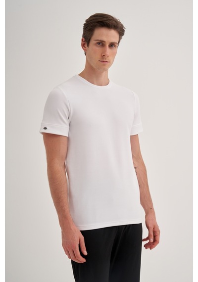 Cazador Slim Fit Erkek Premium Spor Basıc İnce Tshirt 42020 Beyaz