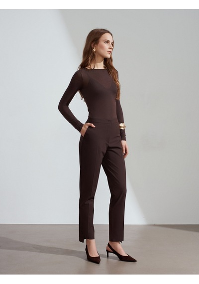 Dilvin 72258 Düğme Detaylı Pantolon-kahve Kahve