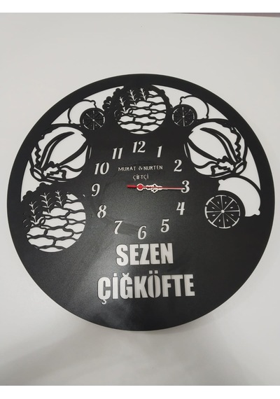 Çiğ Köfte Ciler İçin Özel Tasarım Saat Kişiye Özel İsim Yazılı Renkli