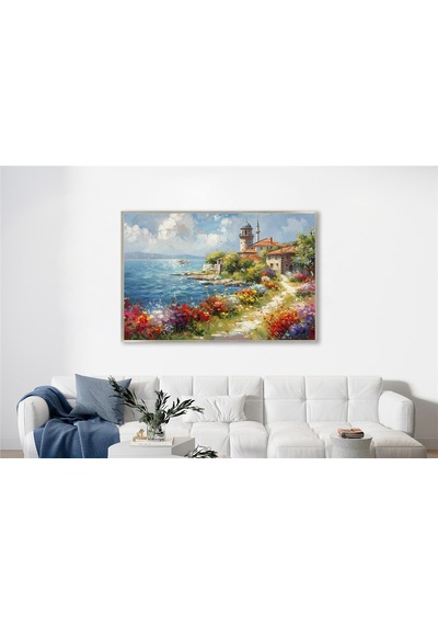 Yağlı Boya Dokulu Tablo Modern İstanbul Manzarası Gümüş Çerçeveli U06026-178991