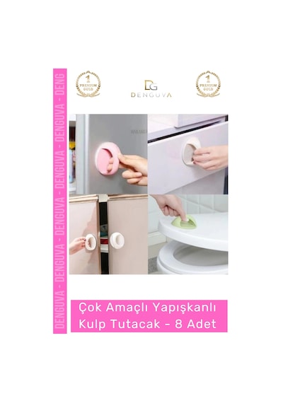 Kulp Pratik Mobilya Çekmece Dolap Pencere Cam Kapı Kendinden Yapışkanlı Yapışkanlı Kulp Tutacak - 8 Çok Renkli