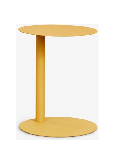 Paledin Design Magna Yan Sehpa Modern Yuvarlak Çelik Koltuk Yanı Sehpası Granit Grisi 40x40x50 Cm Sarı