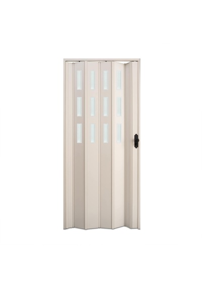 Faran Dekorasyon 87 x 215 Beyaz Renk Camlı Pvc Akordiyon Katlanır Kapı - FRNAKMODEL-78
