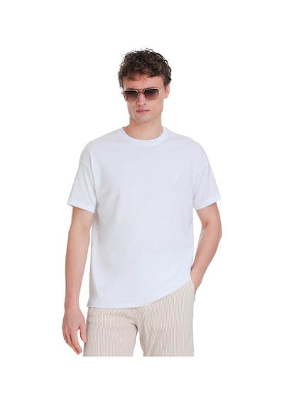 Hatemoğlu Beyaz Regular Fit 100% Pamuk Bisiklet Yaka Oversize Tişört 1995327 Beyaz