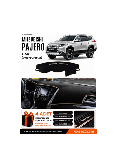 Mıtsubıshı Pajero Sport 2015-sonrası Uyumlu Torpido Örtüsü, Torpido Kılıfı - Siyah Bej