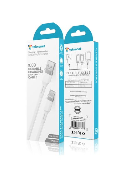 Teknonet TN-DC02 Plastik 1 M Micro Şarj Ve Data Kablosu Beyaz
