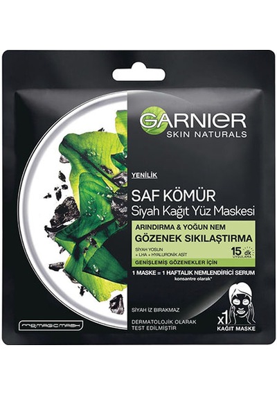 3 Adet Garnier Kağıt Maske Saf Kömür Gözenek Sıkılaştırıcı