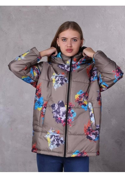 Farm Animals Retro Gate Dijital Art Puffer Mont Kadın