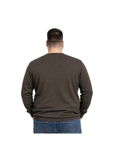Battalmoda Erkek Büyük Beden Koyu Vizon V Yaka Triko Kazak 3xl-4xl-5xl-6xl
