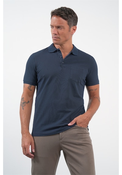 Lacivert Polo Yaka Kısa Kol Cepli Comfort Fit Pamuklu Tişört 1011260155