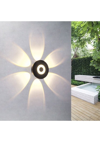 7 Watt Gün Işığı Ledli Yaprak Işık Desenli Dekoratif İç Ve Dış Mekan Aplik, Modern Tasarım Armatür Beyaz - Siyah