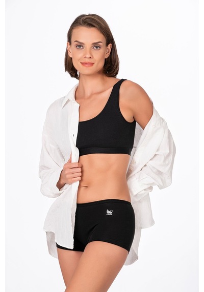 Kadın Modal Boxer Şort Siyah Kompedam K23920 Siyah