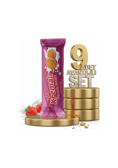 Afia Çilek Kremalı Sandviç Bisküvi 9x60 Gr