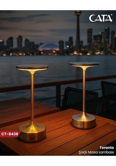 Cata Ct-8438 Toronto Şarjlı Masa Lambası Antik Sarı,3 Renk Yanma Ve Dimmer Özellikli Çok Renkli