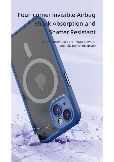Rock Apple Uyumlu iPhone 14 Pro Max Kılıf Anti-drop Lens Korumalı Magsafe - Mavi Mavi
