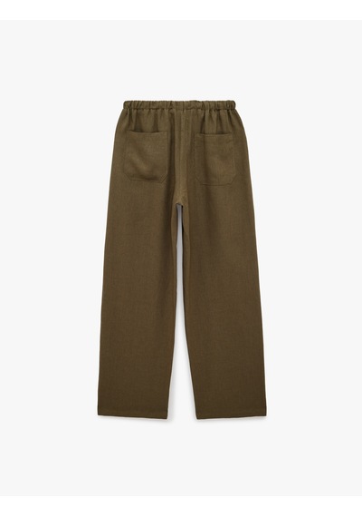 Koton Keten Görünümlü Cepli Straight Fit Düz Paça Pantolon Haki 6sak40250ew