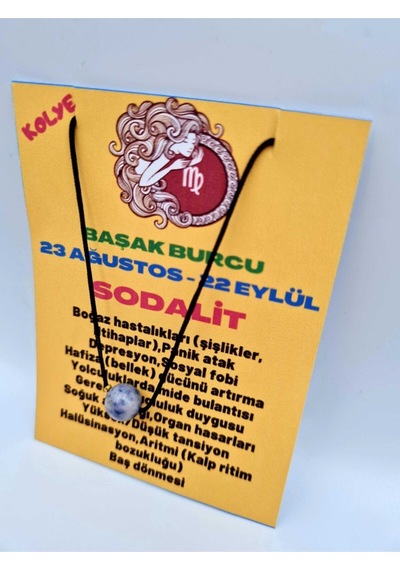 Sertifikalı Başak Burcu Sodalit Taşı Doğal Taş Kolye Çok REnkli