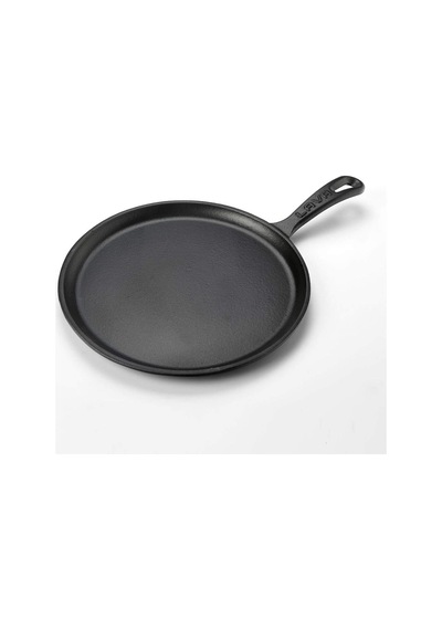 Döküm Krep / Pizza / Pancake Tavası, Yuvarlak, Metal Saplı, 26cm, Siyah