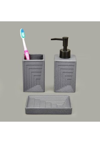 Bath 3'lü Banyo Aksesuar Seti - Gri Çok renkli