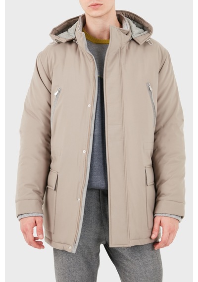 Gran Sasso Regular Fit Çıkarılabilir Kapüşonlu Ceket Erkek Ceket 78195 69318 120 Toprak