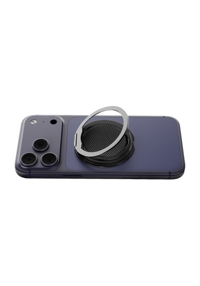 Lenyes Cr212 Aramid Fiber 360 Derece Dönebilen Magnetik Ring Stand Telefon Tutucu Siyah