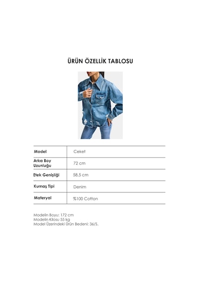 it's basic Kadın Mavi 12s6-4 Yırtık Detaylı Denim Gömlek