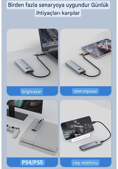 Godo M.2 Nvme Muhafaza Kutusu Ce Lisanslı 2280/2260/2242/2230/ 10gbps Usb 3.2 Yüksek Hızlı Son Nesil Teknoloji Metal Sağlam