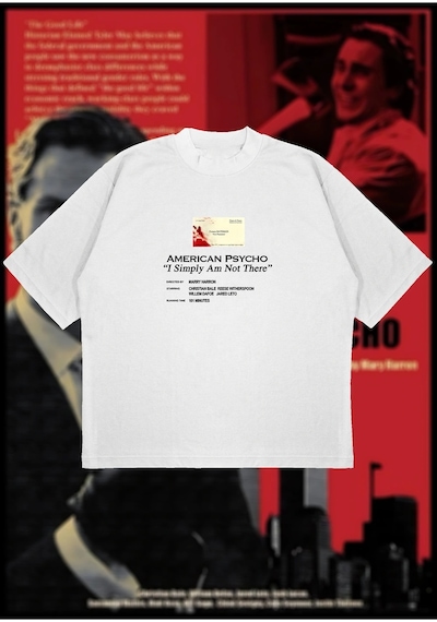 Startmore American Psycho Baskılı Oversize Unisex Pamuklu Nefes Alan Kalın Kumaşlı Beyaz