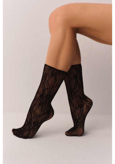 Suwen Fishnet Dantelli Soket Çorap Sc3052012 Siyah