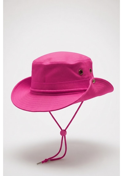 Mollycrush Premium Outdoor Kamp Balıkçı Şapkası Pembe Unisex Ayarlanabilir İpli Şapka Modeli Pembe