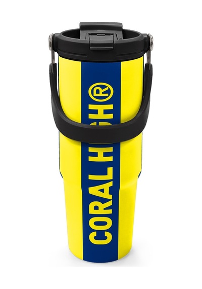 Coral High Kids Sarı Lacivert Çubuklu Pipetli Ve Direkt İçim Çelik Termos 900 Ml 38730 Lacivert - Sarı