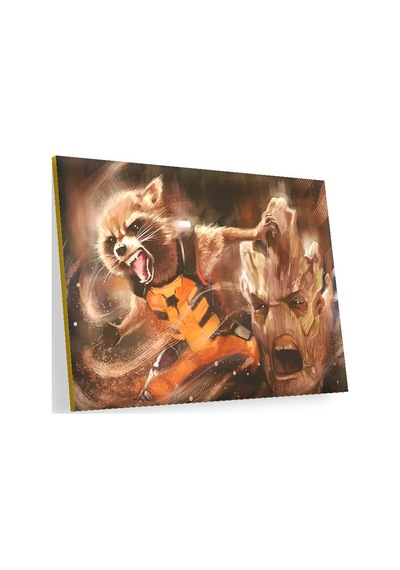 Cakasepetim Avengers Guardians Of The Galaxy Groot Ve Rocket Racoon Ahşap Mdf Tablo