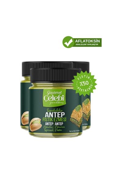 Kahvaltılık Antep Fıstık Ezmesi 3'lü Paket 200 Gr X 3 Adet - Sürülebilir Gerçek Antep Fıstığı Ezmesi