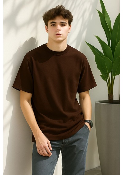 Bnrq88 Unisex Tişört Kahverengi