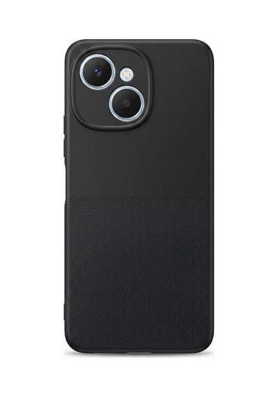 Tecno Spark 40c / Pop 10 Pro Uyumlu Kamera Korumalı Silikon Telefon Kılıfı Darbe Emici İçi Kadife Tırtıklı Kaymaz Yüzeyli Yumuşak Kılıf-54284 Siyah