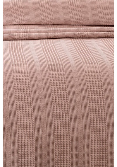 Tek Kişilik Kopanaki Dantelli Waffle Pike-160x230 Cm Gulkurusu Gül Kurusu