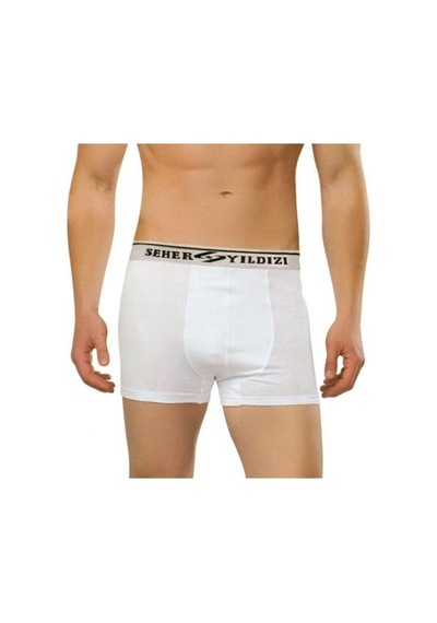 6'lı Paket Seher Likralı Erkek Boxer Beyaz
