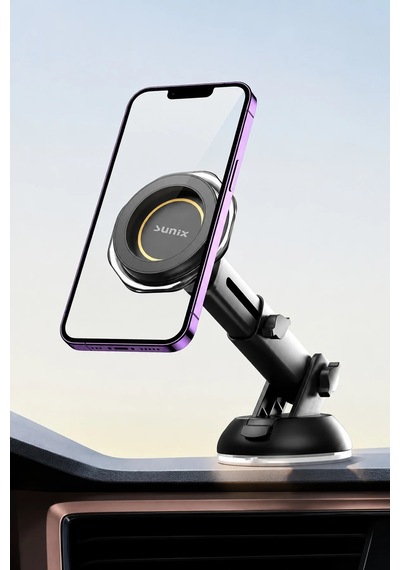 Exenar - Siyah - Araç Torpido Cam 360 Dönen Magsafe Telefon Tutucusu Manyetik Mıknatıslı Telefon Tutacağı Holder