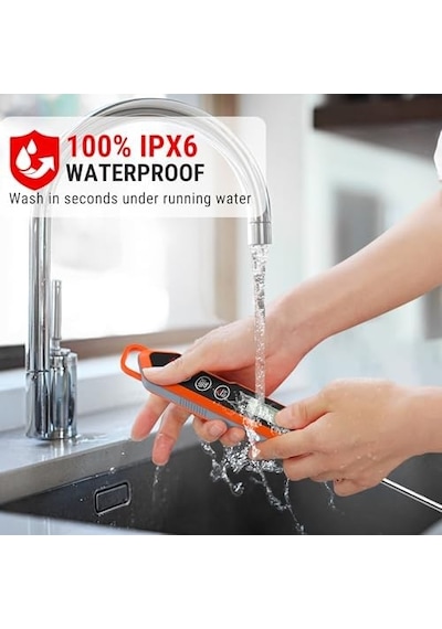 Thermopro Tp15h Ipx6 Su Geçirmez, Işıklı Ekranlı Ve Kalibrasyonlu Uzun Problu Dijital Et Ve Gıda Termometresi Ahşap