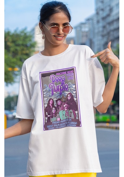 Sevbano Deep Purple Rock Metal Müzik Grubu Baskılı Unisex Oversize Tişört Beyaz Sevbano Deep Purple Rock Metal Müzik Grubu Baskılı Unisex Oversize Tişört Beyaz