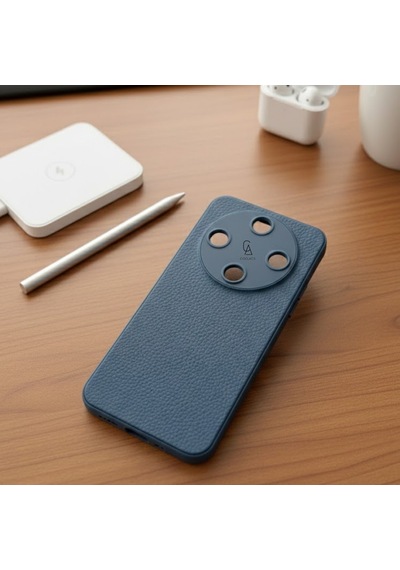 Honor Magic 8 Lite Uyumlu Deri Dokulu Yumuşak Silikon Telefon Kılıfı Kapak Lacivert