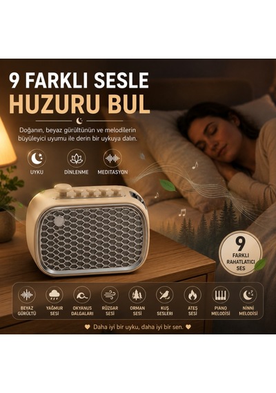 Polham 9 Sesli Uyku Hoparlörü Bluetooth 5.1v, 1200mah Taşınabilir Rahatlama Cihazı Zamanlayıcı, Usb Sd Kart Aux Kırmızı