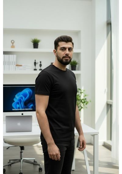Luxıc Core Unisex Siyah %100 Pamuk Basic Tişört Bisiklet Yaka Kısa Kol Rahat Kesim Günlük Yazlık Xl - Lcr-ts-sıyah