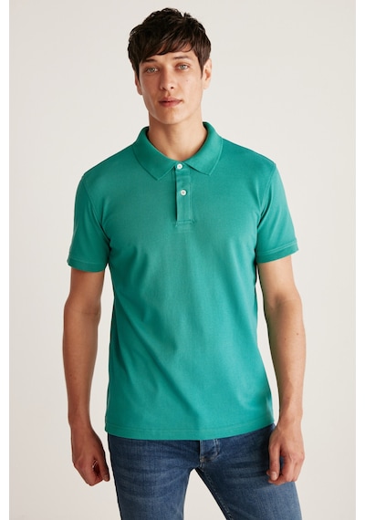 Grimelange Chrıs Erkek Regular Kalıp %100 Pamuk Yeşil Polo Yaka T-shirt Yeşil